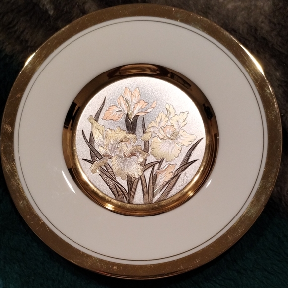 Vintage Art Of Choking 24k Gold trim 6.5"  Etched Floral Plate 12th Century Art. - Picture 7 of 16